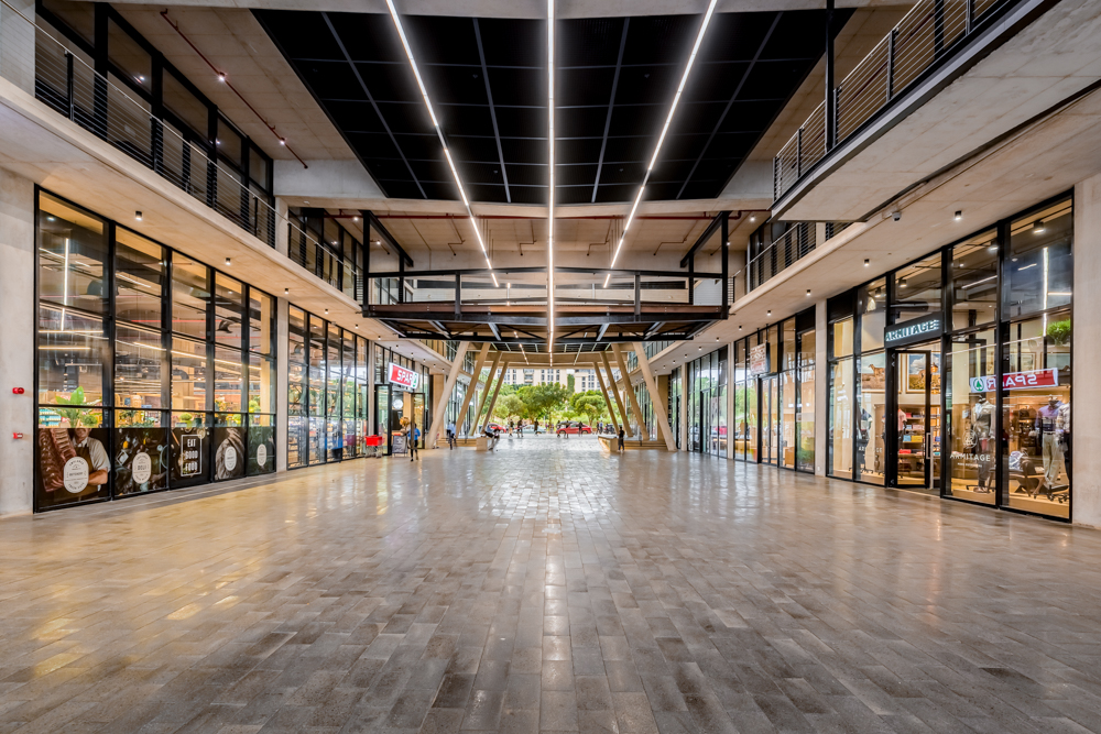 The covered retail walkway inside Park Square Umhlanga